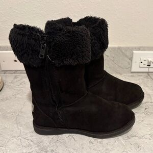 Black Suede Mid-Calf Winter Boots